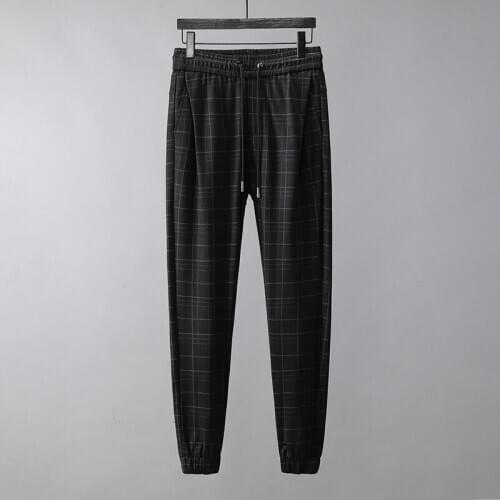 Mens Casual Pants Men 2021 Spring New Streetwear Lattice Trousers Sweatpants Fashion Black Joggers Trousers Pants For Men