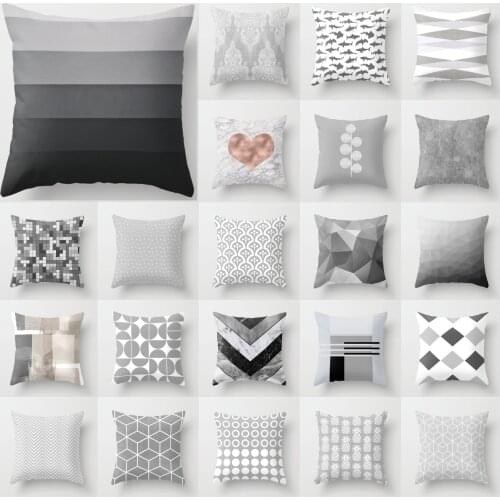 Nordic Grey Geometric Cushion Covers 45X45CM Polyester Throw Pillows Cover Modern Fashion Home Sofa Bed Pillow Case Decorative