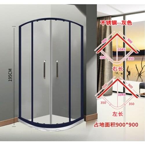 Shower room arc fan bathroom wet and dry separation partition stainless steel bathroom glass door semicircular household shower