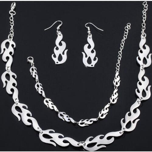 Filmore Punk Flame Necklaces Clavicle Hip Hop Flame Rock Chain Bracelets Oorbellen Collar Metal Lady Girl Choker Fashion Jewelry