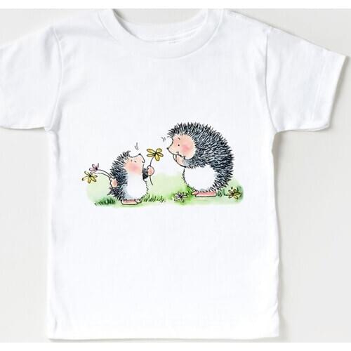 Kids T Shirt Fashion Baby Top Mother and Child Hedgehog Family Print TShirt Children O-Neck Short Sleeve Harajuku Tees