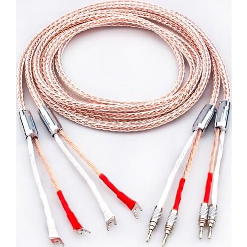 OCC 8TC speaker cable, speaker amplifier HiFi connection cable Y-Y / Banana plug-Banana plug / Y-Banana plug