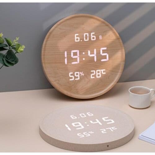 Creative Wall Clock Modern Design Wooden Unique LED Electronic Digital Mute Nordic Luminous Minimalist Timer Horloge Home Decor