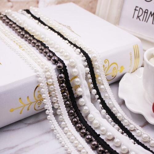 10 yards Artificial Pearl Beaded Lace Trim High Quality Costume Wedding Dress Belt Jewelry Design Handmade DIY Sewing Supplies