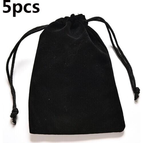 5pcs/lot 12x9cm Black Soft Velvet Pouches Drawstrings For Jewelry Gift Packaging Pouch Bags