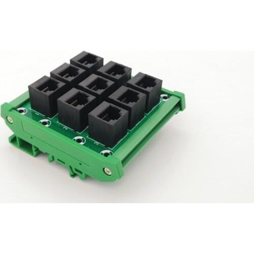 DIN Rail Mount RJ45 Module,RJ45 8P8C Jack 9-Way Buss Breakout Board,Terminal Block, Connector