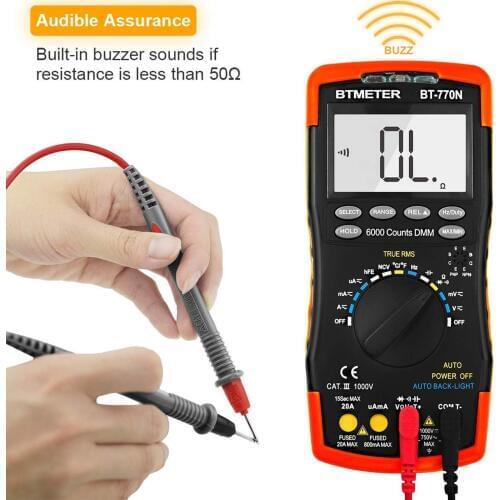 BTMETER BT-770N Multimeter Auto/Manual Range Digital Avometer Universal Meter 6000 Counts With Self-Locking Protection