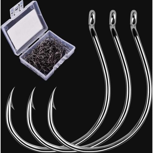 Barbed Fishing Hook Set 100PCS Carbon Steel Fishing Gear for Bulk River Shrimp and Lobster Eye Fishing Hooks Tackle Box Fishhook