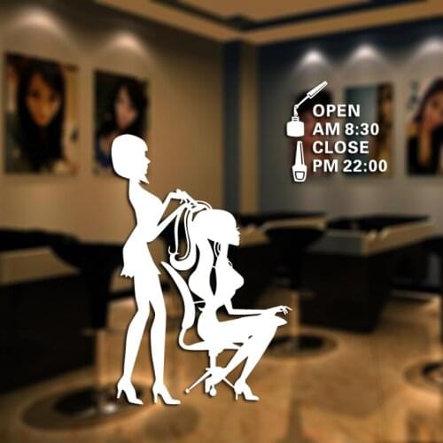 Hair Salon Sticker Hairdresser Decal Barber Shop Posters Vinyl Wall Decals Pegatina Quadro Parede Decor Mural Hair Salon Sticker