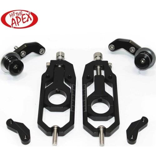 Motorcycle Chain Tensioner Adjuster with paddock bobbins kit for Yamaha R1 YZF-R1 2004 2005 CNC Chain Tensioner Aluminium Alloy