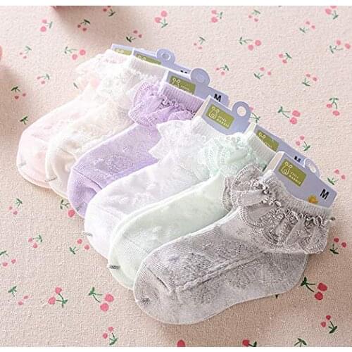 New Kids Baby Girls Cute Socks Lace lace Lovely Ankle Knit Pattern Socks Casual Princess Thin Short Socks for Baby Stockings