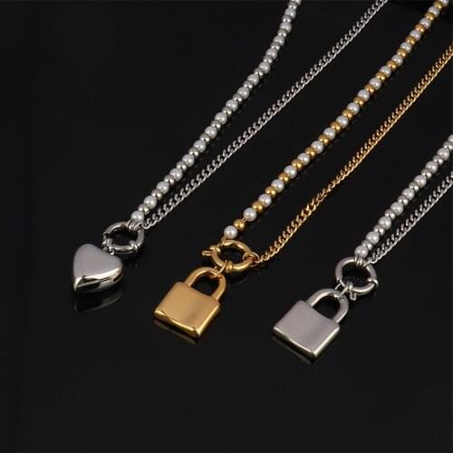 Stainless Steel Necklace 2021 Long Chain Necklace For Women Twist Chain Necklace Hollow Heart Pendant Necklace Lock Jewelry Gift