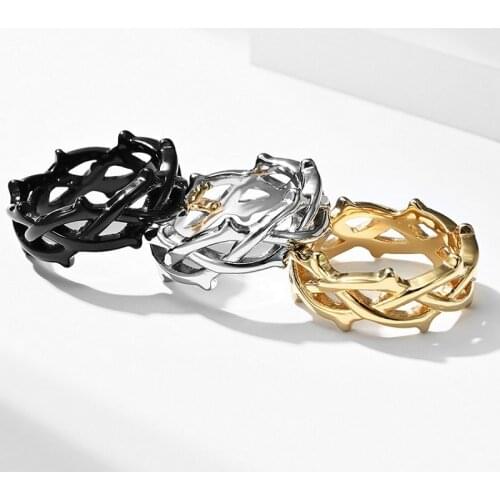 Bramble vines woven titanium steel rings
