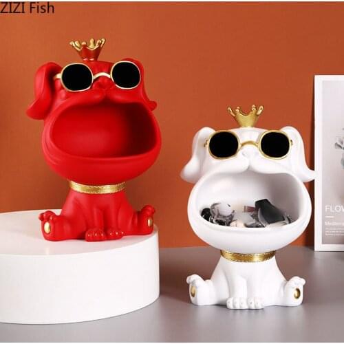 Crown Bulldog Trays Decorative Fruits Basket Sunglasses Dog Resin Storage Ornaments European Home Storage Rack Jewelry Dish
