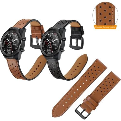 20mm 22mm Leather Watch Bands Strap for Ticwatch Pro 3 E2 S2 GTX Replacement band strap