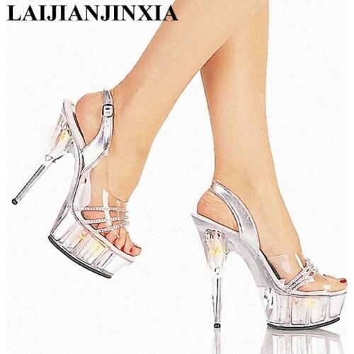 LAIJIANJINXIA Sexy 15CM High-Heeled Sandals Nightclub Dance Shoes Womens Shoes Pole Dancing Shoes 5cm Platform Sandals