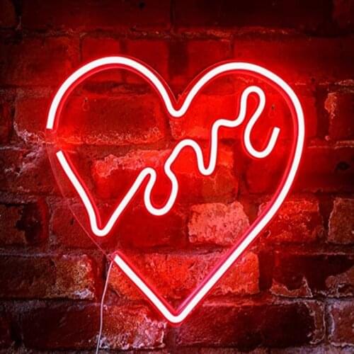 LED Neon Lights Love Heart Shape Night Light Sign (plug powered) Nightlight for Indoor Christmas Wedding