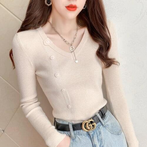 Harteen Sweater Ladies Spring Autumn Womens Clothing 2021 Korean Fashionable New Femme Tops Slim Long Sleeve Knitted Sweater