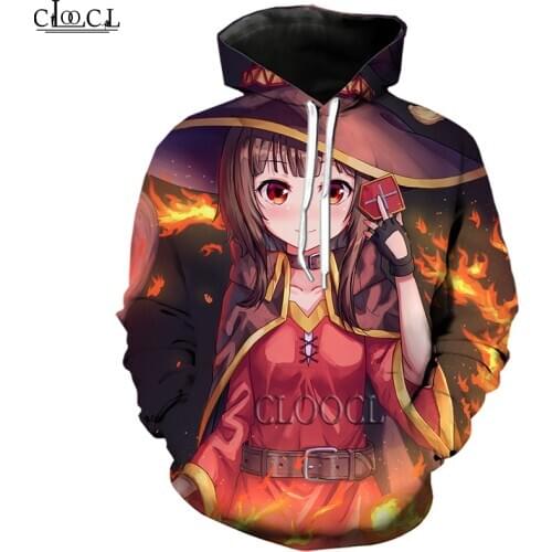 HX Anime Girl Megumin Konosuba 3D Print Hoodie Mens Women Tracksuit Autumn Long-Sleeved Fashion Hoodie Tops Drop Shipping
