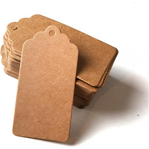 Packaging Label 100pcs Brown Kraft /black/white Paper Tags DIY scallop Label Wedding Gift Decorating Tag 2*4cm