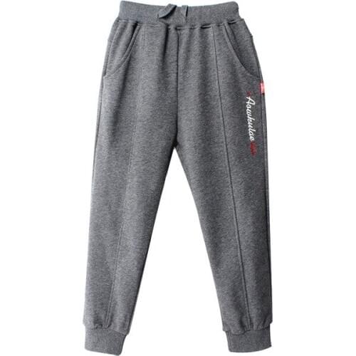 Spring Kids Clothes Boys Straight Pure Cotton Elastic Waist Full Length Pants Casual Loose Soft New Style Trousers Size 150 160