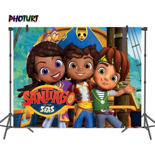 PHOTURT Pirate Santiago Backdrop Kids Birthday Party Background Polyester Vinyl Photography Banner Decoration Props