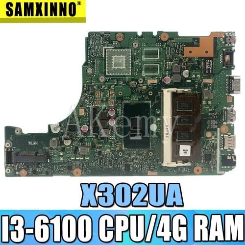 X302UA motherboard I3-6100 CPU 4GB RAM For Asus X302 X302U X302UA X302UJ original mainboard X302UA Laptop motherboard mainboard