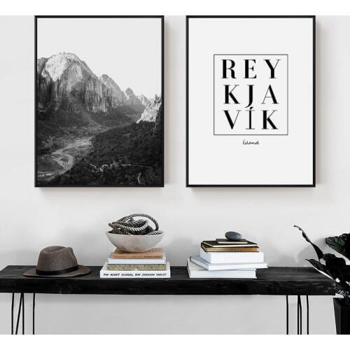 ZeroC Posters And Prints REYKJAVIK Iceland Wall Art Canvas Painting Mountain Wall Pictures For Living Room Nordic Decoration