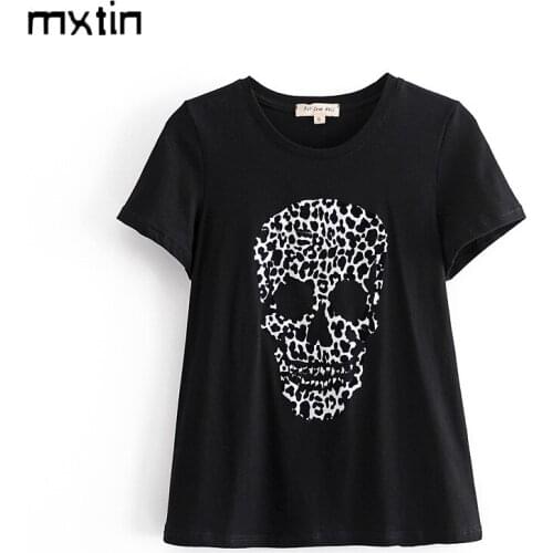 2021 Women Summer Skulls Print T Shirt Casual Street Short Sleeve O-neck Female Tees Ladies Harajuku T-shirts