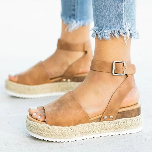 Women Sandals Soft Leather Wedges Shoes Women Espadrilles Platform Sandals Female 4cm High Heels Sandals Summer Chaussures Femme