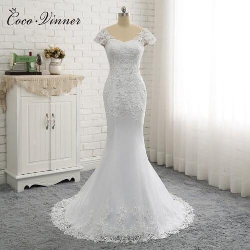 Illusion Vestido De Noiva White Backless Lace Mermaid Wedding Dresses Cap Sleeve Wedding Dress Vintage Bride Dress W0200
