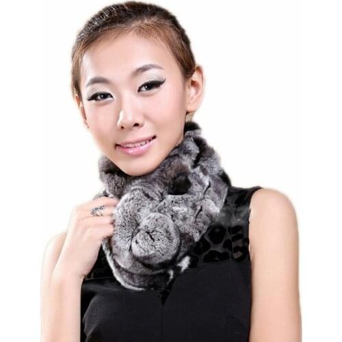 Winter Womens scarf 2018 New With Cute Ball imported Tube Real Rex Rabbit Fur Scarves Russian Elegant Female Fashion fur