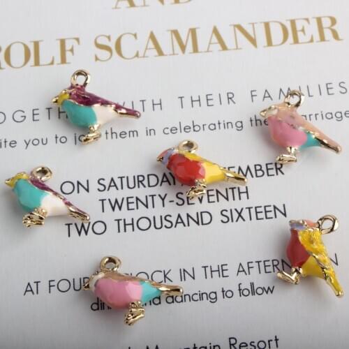 10pcs/pack 14*17mm 3D Cute Bird enamel Charms Connector fit Necklace bracelet DIY Fashion Jewelry Accessory XL558