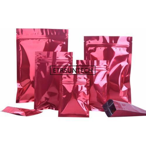 1000pcs/lot Various of Sizes Tear Notch Aluminum Foil Self seal Bag Heat Sealing Storage Bags Flat Red aluminum foil bag