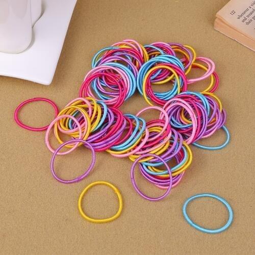 2019100pcs/lot Hair Bands Ponytail Holder Rubber Bands Hair Elastic Accessories Girls Women Multicolor Tie Gum 2019 Hot Sale2021