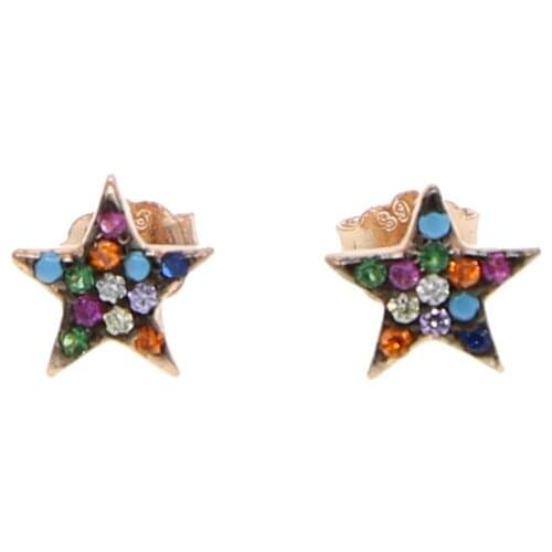 2020 Gift Fine 925 Sterling Silver Jewelry Tiny Cute Star Stud Rainbow Cubic Zirconia Dainty Silver Earring Cheapest Wholesale