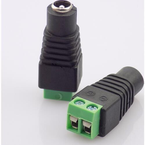 3Pcs/lot DC Power Cable Female Plug Connector Adapter Jack 5.5*2.1mm to connection for Single Color LED Strip CCTV Cameras