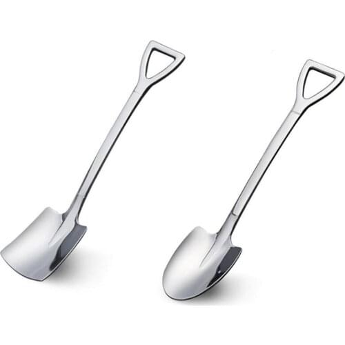 304 Creative Retro Shovel Coffee Spoon Stainless Steel Dessert Spoon Watermelon Spoon Ice Cream Spoon Tip Shovel Flat Shovel