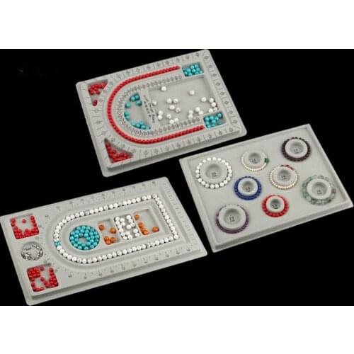4Pcs Gray Flock Beads Tray Design Boards Kit DIY Beading Bracelet Jewelry Tools