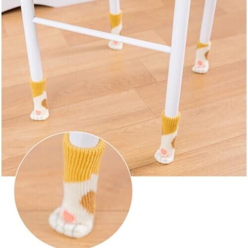 4pcs Chair Leg Socks Cloth Floor Protection Table Legs Anti-skid Furniture Feet Sleeve Cover Cat Scratching