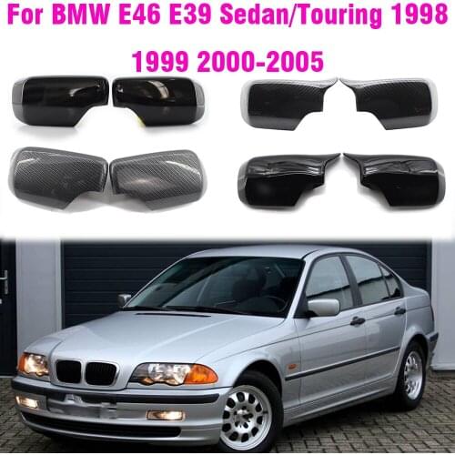 ABS Carbon Fiber Color Gloss Black Rearview Mirror Covers Side Mirror Caps For BMW E46 E39 Sedan/Touring 1998 1999 2000-2005