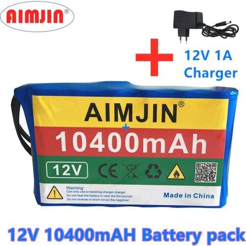 2021 100% 12V 10400mAh 18650 12V Rechargeable Batteries with BMS Lithium Battery Protection Plate + 12V Charger