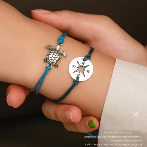 Retro Lucky Sea Turtle Tortoise Charm Bracelet Wristband String Wish Bracelets For Women Children Gift Jewelry