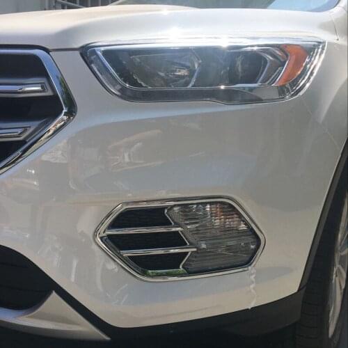For Ford Kuga Escape 2017 2018 2019 ABS Chrome Front Fog Light Lamp Cover Trim Foglight Frame Car Styling Accessories 2pcs