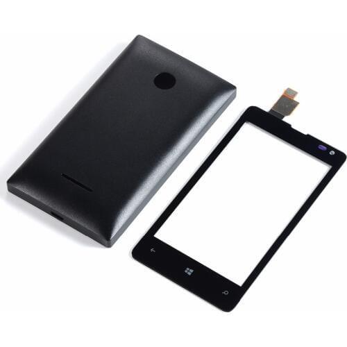 For Nokia Microsoft Lumia 435 N435 532 N532 Touch Screen Digitizer Panel Glass+Housing Battery Door Back Cover+Sticker Glue