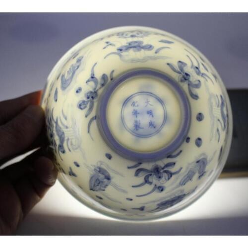 4Antique MingDynasty porcelain bowl,Blue &White clouds dragon,Hand-painted crafts,Decoration,collection &Adornment,Free shipping