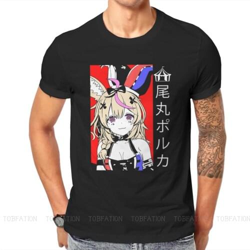 Omaru Polka Hololive VTuber Tshirt Alternative Punk T shirt Tops Homme Pure Cotton Oversized Tees Tops