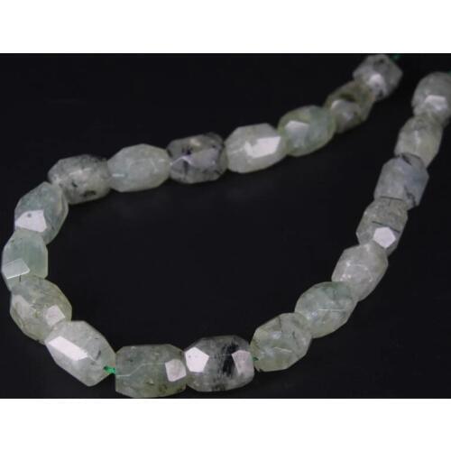 15.5"/strand Faceted Prehnites Cut Nugget Loose Beads,Natural Green Crystal Quartz Gems Pendants Craft Necklace Jewelry Making