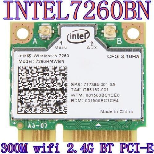 Intel Wireless-n 7260 7260hmw Bn Half Mini Pci-e Bluetooth Bt Wireless Wifi Card 802.11 B G N 2.4GHz