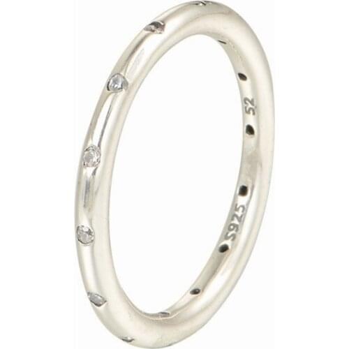 Authentic 925 Sterling Silver Simple Sparkling Band Rings for Women Wedding Engagement Ring Fine Jewelry Gift Bague Wholesale